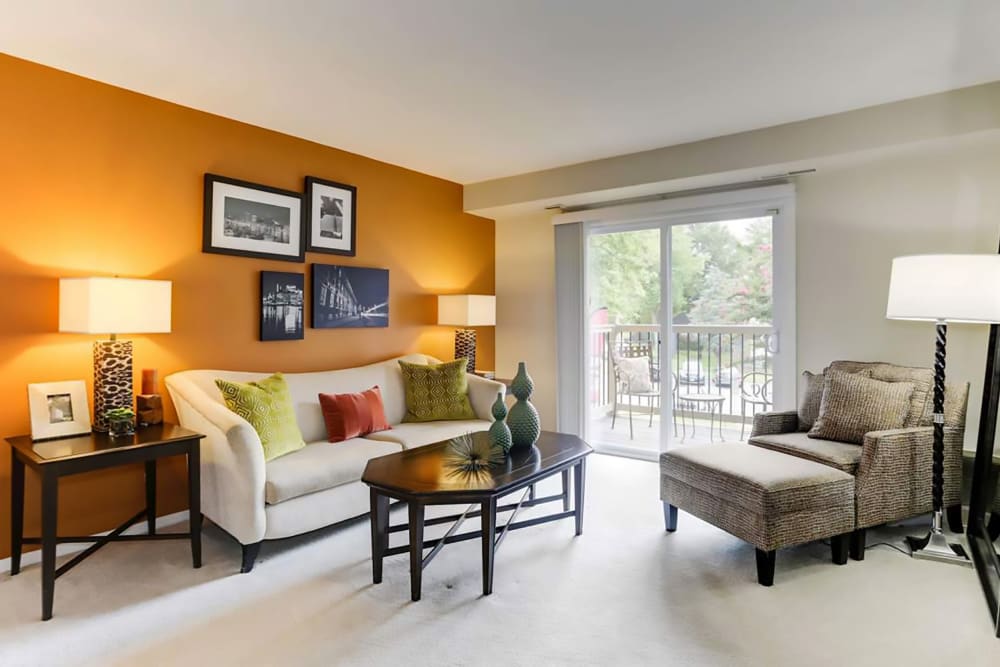 Model living room at Hamilton Springs Apartments in Baltimore, Maryland