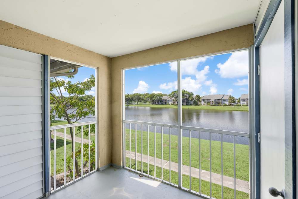 Private patio at El Cid Apartments in West Palm Beach, Florida