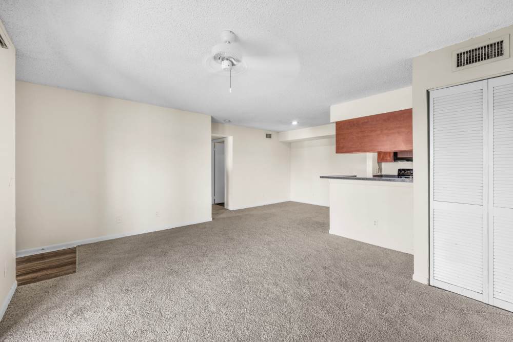 Unfurnished living room at El Cid Apartments in West Palm Beach, Florida