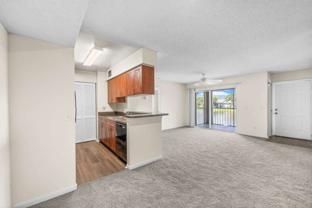 Open kitchen at El Cid Apartments in West Palm Beach, Florida
