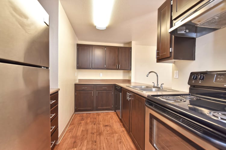 Model kitchen at Preserve at Sunnyside Apartments