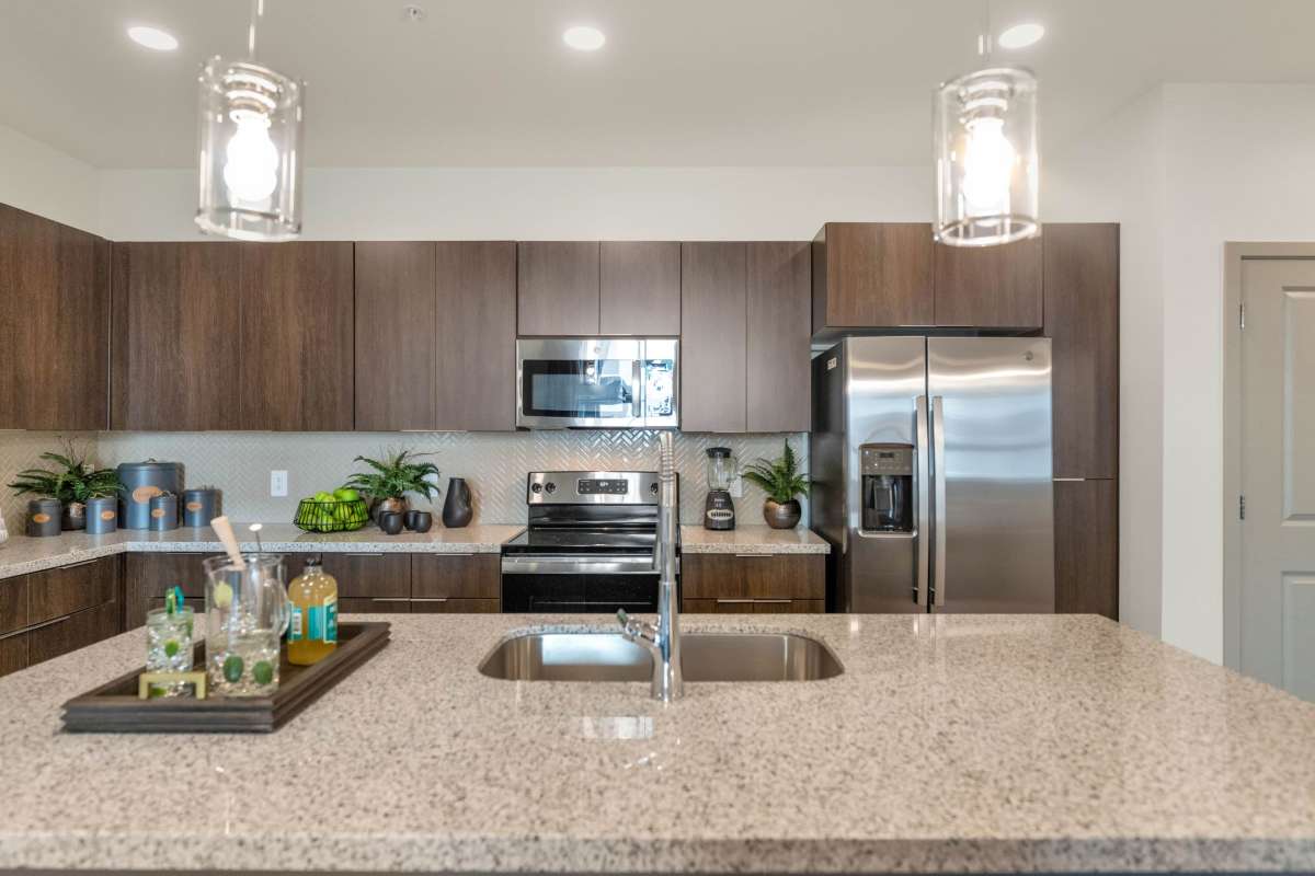 Gourmet kitchen with custom cabinetry at Hangar at Thunderbird, Glendale, Arizona