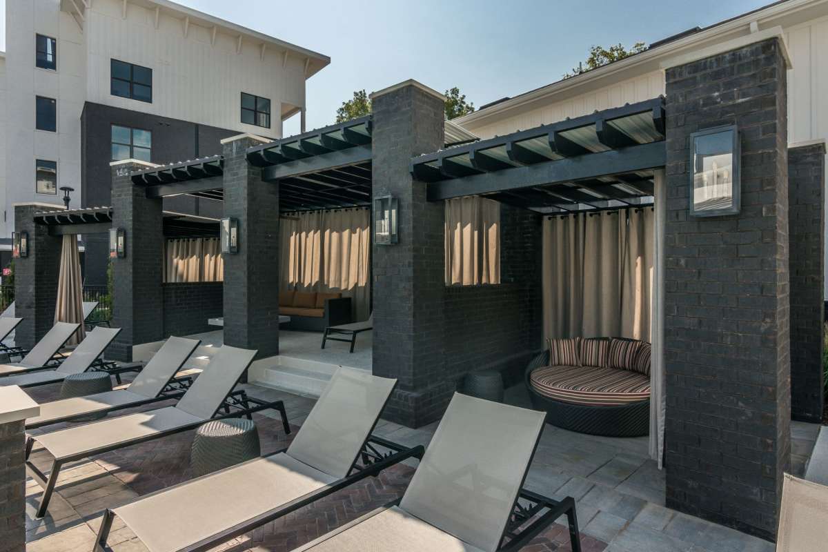 Poolside cabanas at Vintage Gateway, Murfreesboro, Tennessee