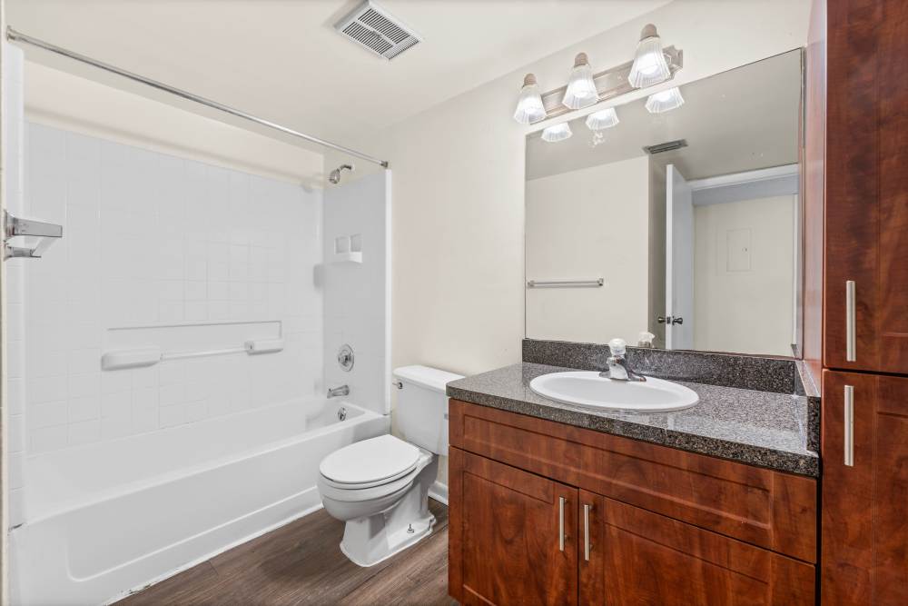 Bathroom with vanity unit at El Cid Apartments in West Palm Beach, Florida