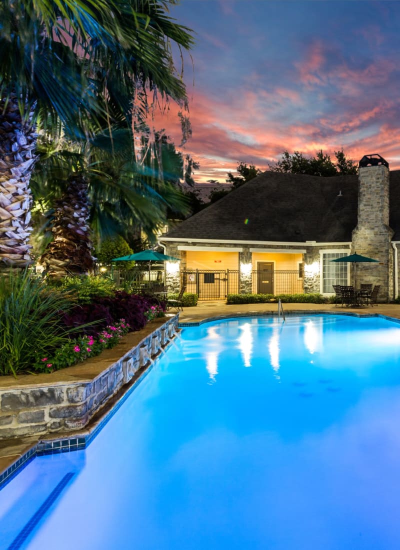Pool at sunset at Marquis on Westheimer in Houston, Texas
