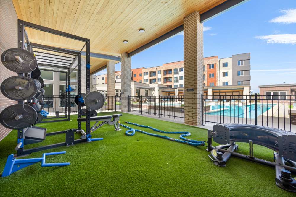 Exterior gym at Flats on the A in Aurora, Colorado