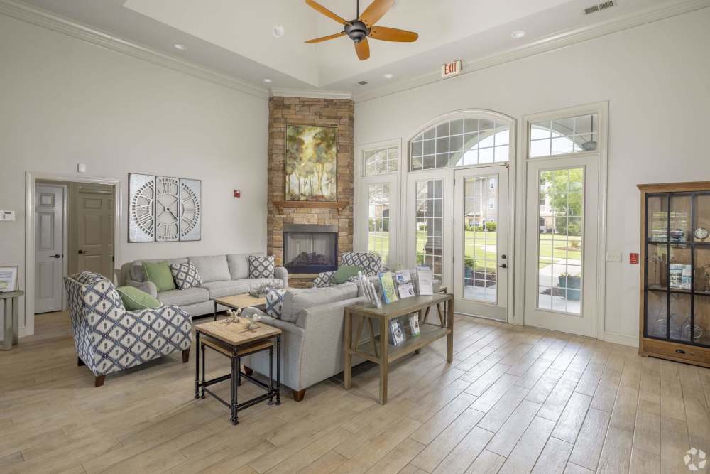 Clubhouse with lounge seating at Preserve at Windsor Lake in Columbia, South Carolina