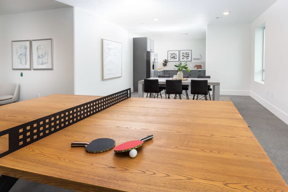 A ping pong table in the clubhouse at The Hardison in Salt Lake City, Utah