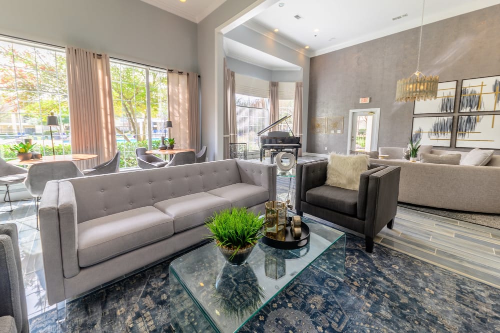 Beautifully furnished resident clubhouse lounge at 23Hundred @ Ridgeview in Plano, Texas