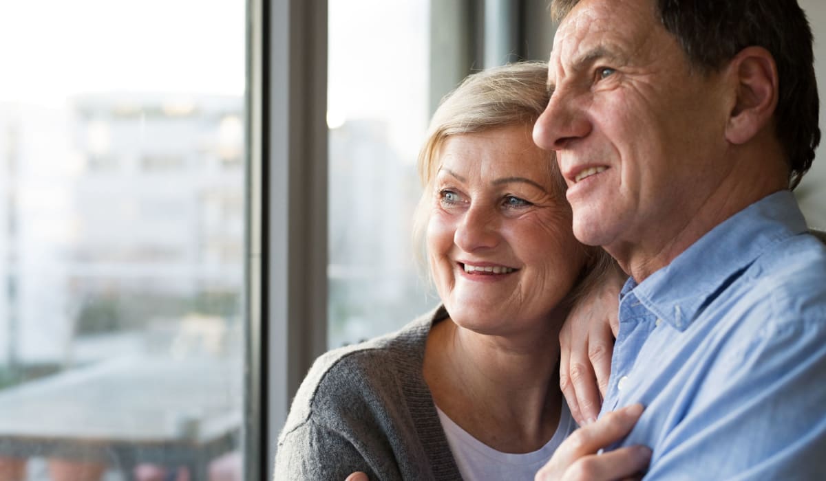 Residents enjoy the view from their apartment at Alate Old Town, Alexandria, Virginia