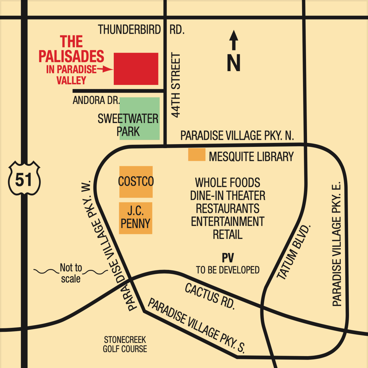 Neighborhood map The Palisades in Paradise Valley in Phoenix, Arizona