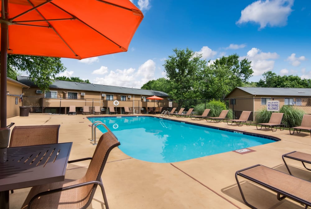 Swimming pool at The Village at Cliffdale Apartment Homes in Fayetteville, North Carolina