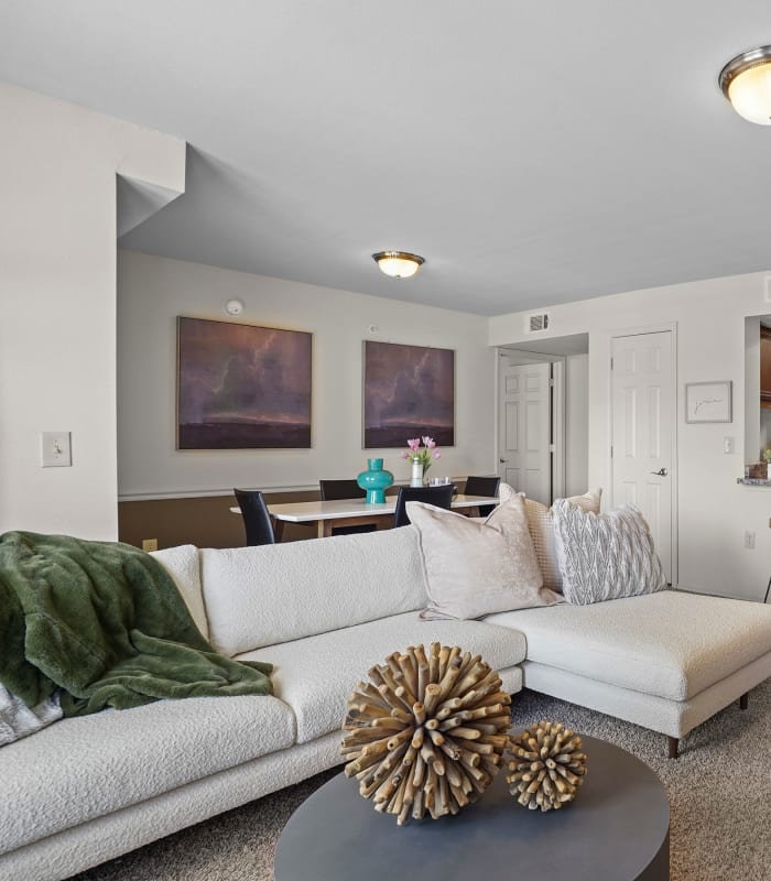 Spacious living room with large windows at The Park on Westpointe in Yukon, Oklahoma