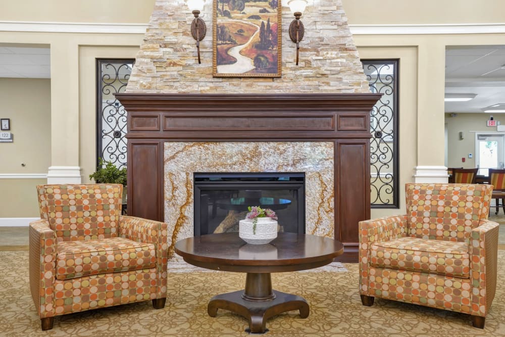 Fireside seating at The Commons at Elk Grove in Elk Grove, California