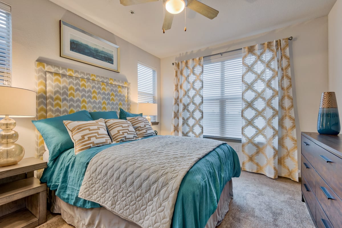 Apartment bedroom at Parc at Bentonville in Bentonville, Arkansas