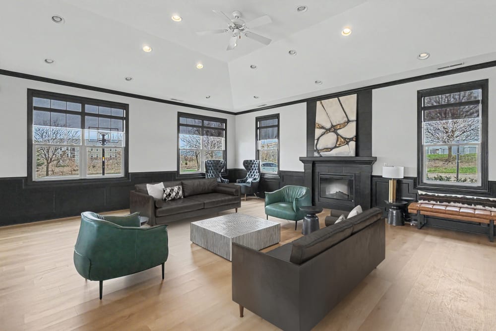 Spacious communal lounge at Pointe 28 in Ankeny, Iowa