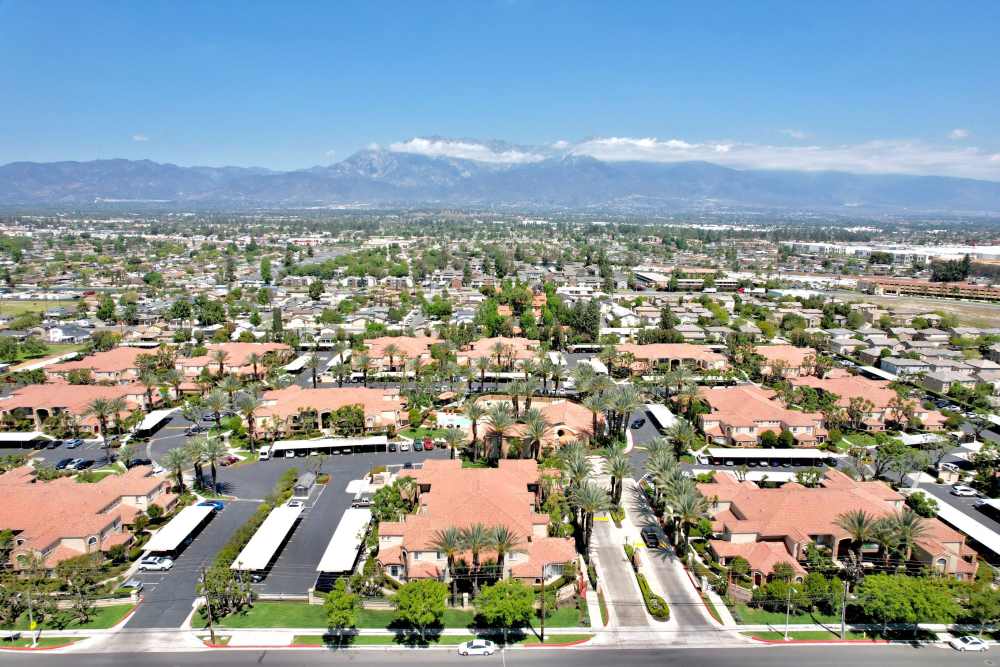 Aerial view at Tuscany Village Apartments in Ontario, California
