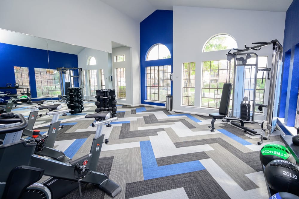 Clubhouse fitness center at Laurel Heights at Cityview in Fort Worth, Texas