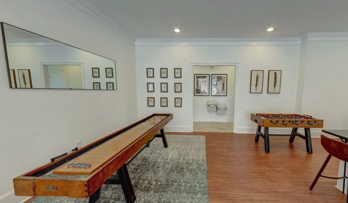Community club house with shuffleboard and soccer table at Madison Park in Madison, Alabama