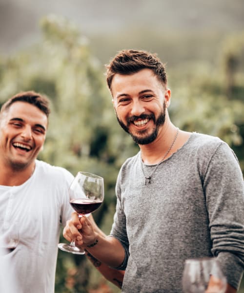 Residents having wine at Factory 52 Apartments in Norwood, Ohio