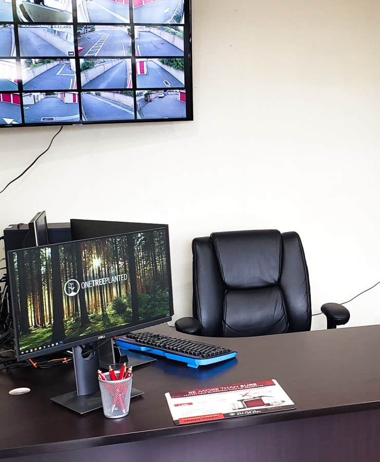 Interior of the leasing office at StorQuest Express Self Service Storage in Sacramento, California