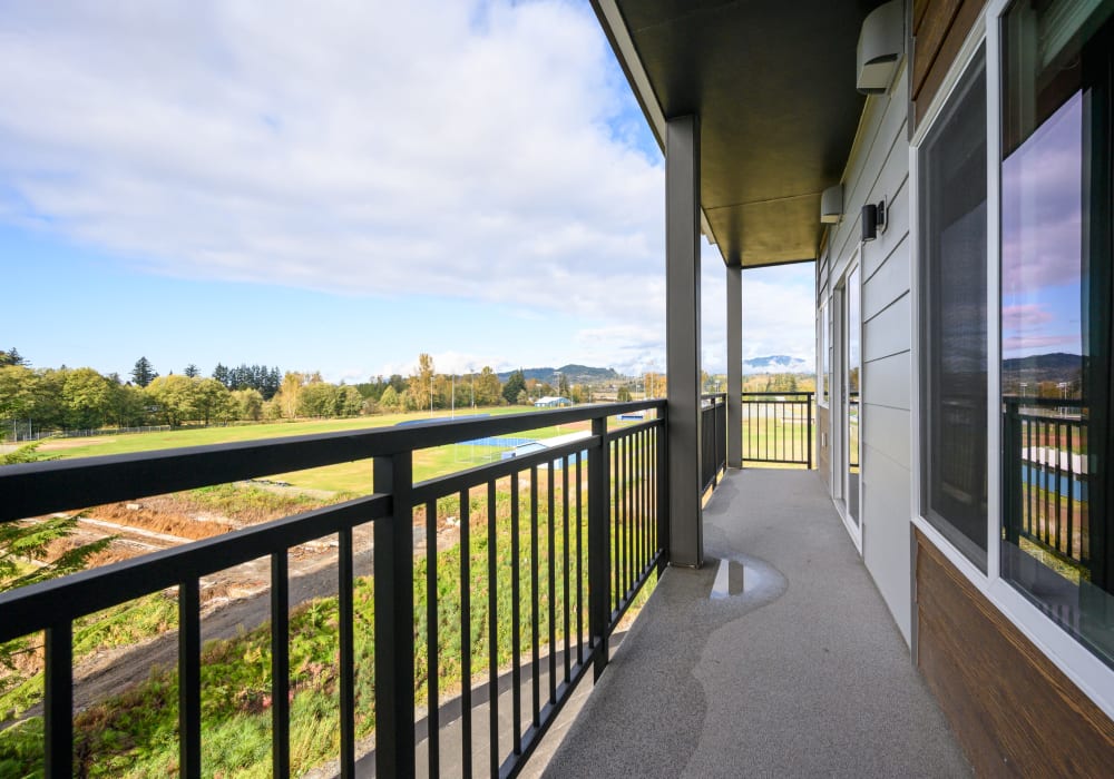 A beautiful view from private patio at The Depot at West Sedro Station in Sedro-Woolley, Washington