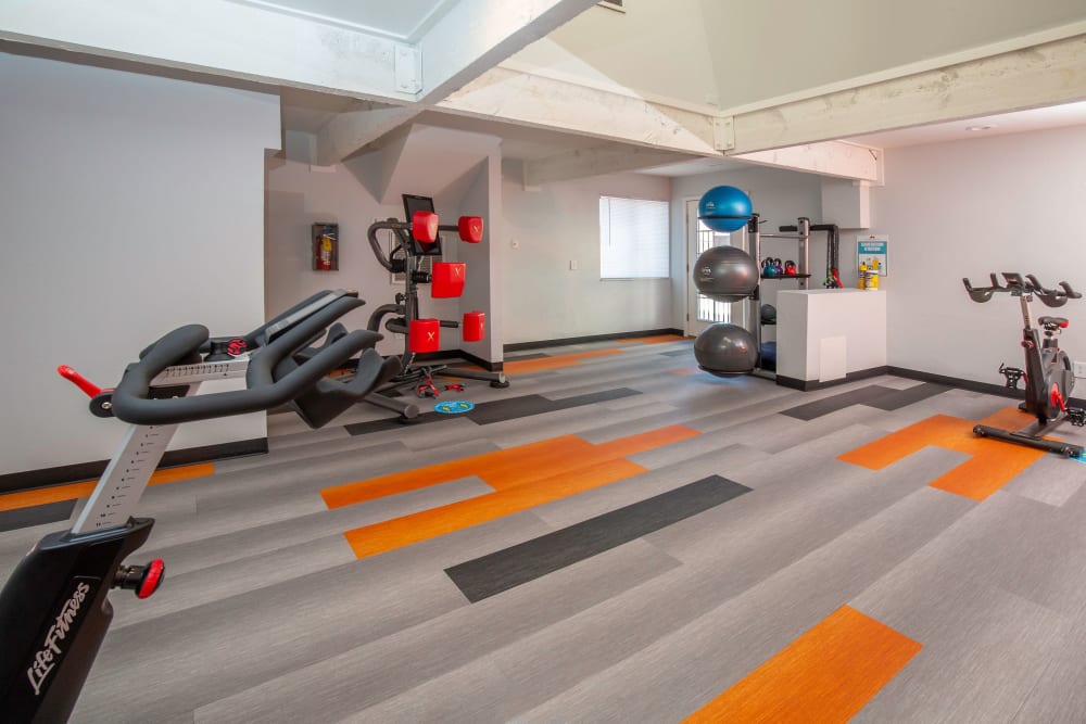 Clean, modern community gym, newly renovated at Shadowbrook Apartments in West Valley City, Utah