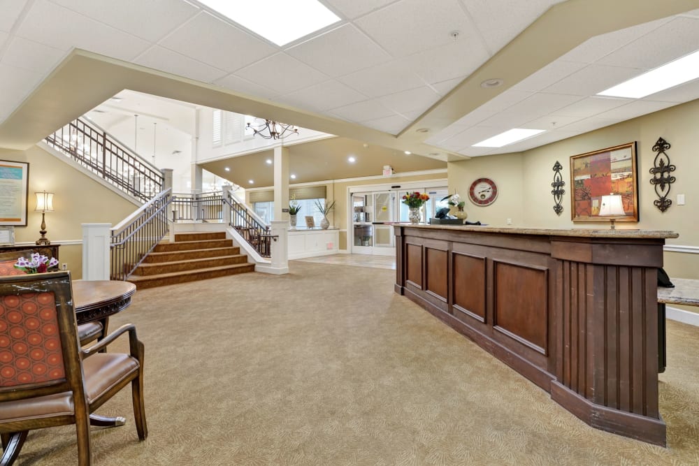 Front desk and reception area at The Commons at Elk Grove in Elk Grove, California