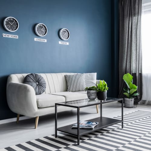 Model living room at The Westbrook at Brewers Row in Richmond, Virginia