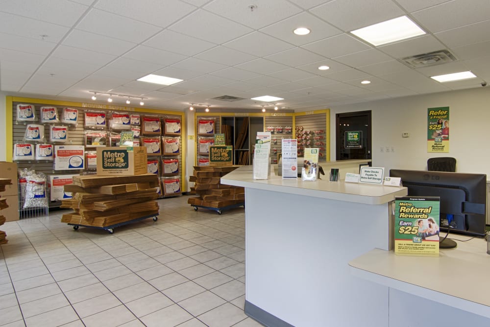 Office reception at Metro Self Storage in Sarasota, Florida
