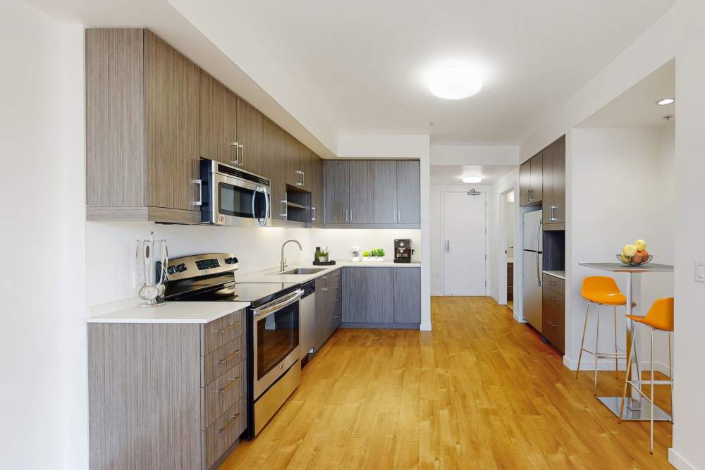 Bright kitchen at The Union in Portland, Oregon 