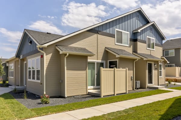 Outside of a townhome at Cedar Park & Canyon Falls Townhomes in Twin Falls, Idaho