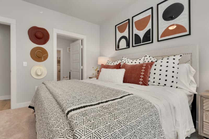 Spacious bedroom and bathroom layout at Domain at Founders Parc in Euless, Texas