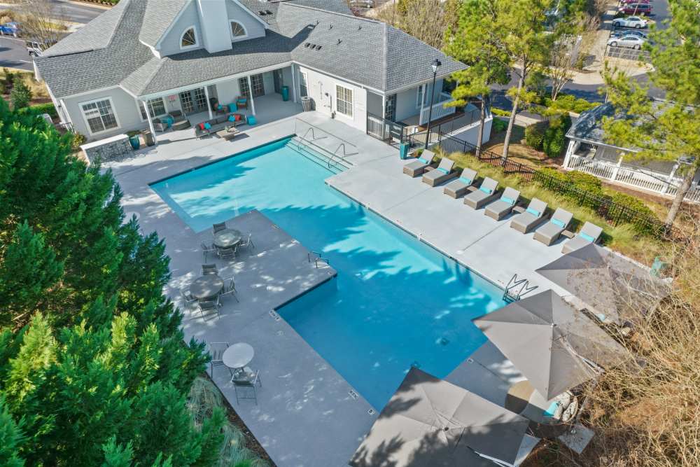 Great view of swimming pool at The Waterford in Morrisville, North Carolina