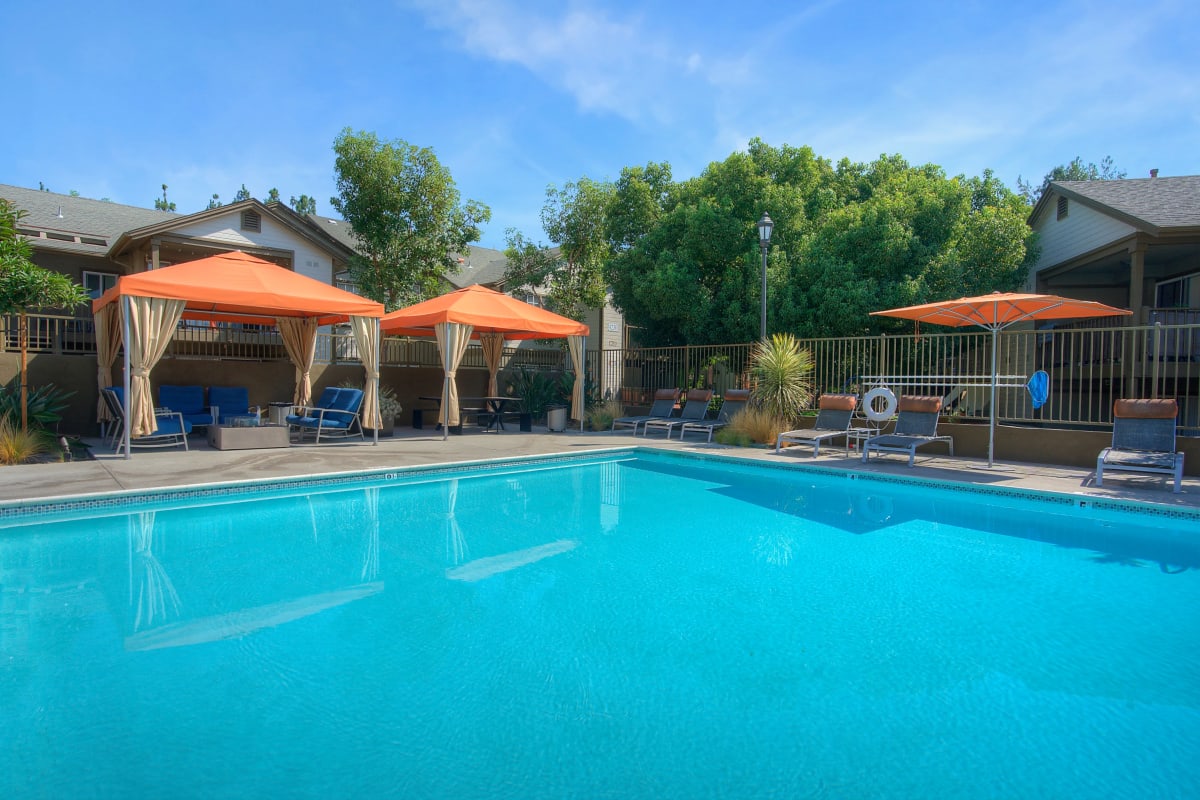 Pool with cabanas at Reserve at Chino Hills in Chino Hills, California