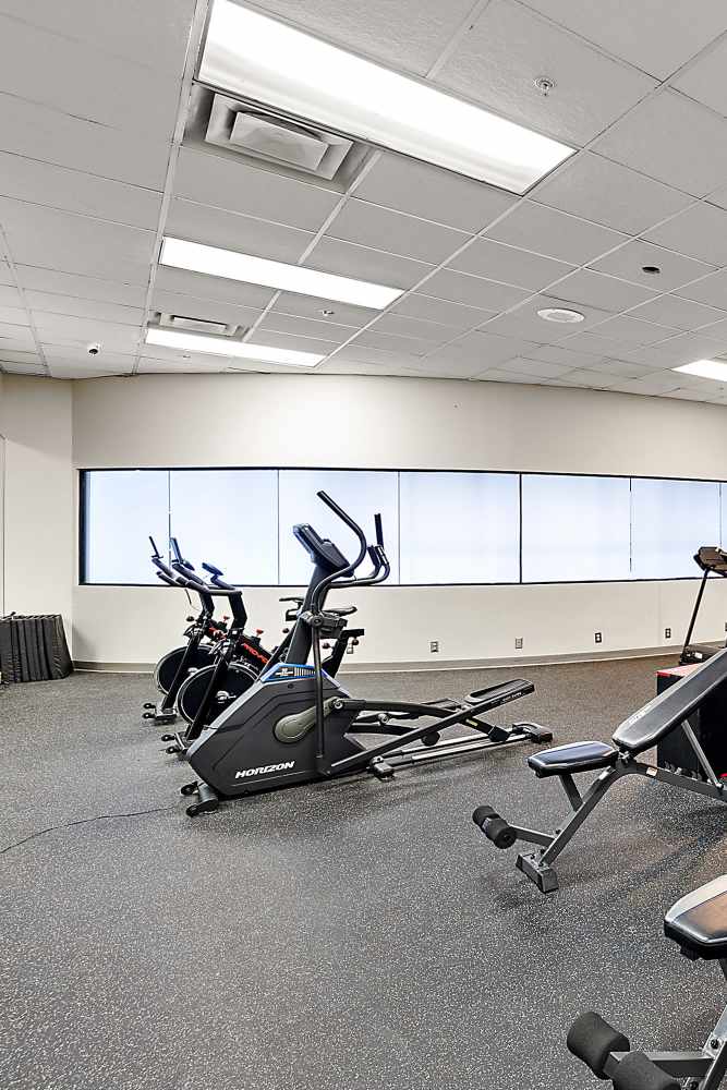Well-equipped fitness center at The Block at Sterling Heights in Sterling Heights, Michigan