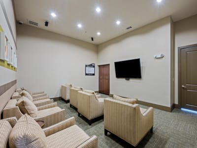 Theater room lounge chairs at The BLVD in San Angelo, Texas