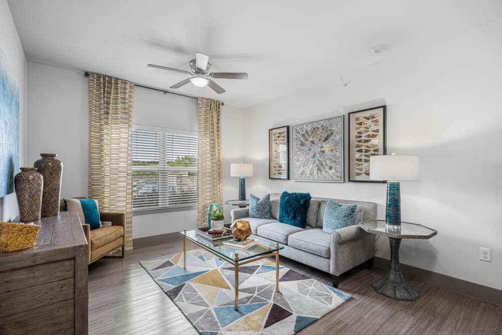 Spacious living room at The Residences at Panther Hollow in Marble Falls, Texas
