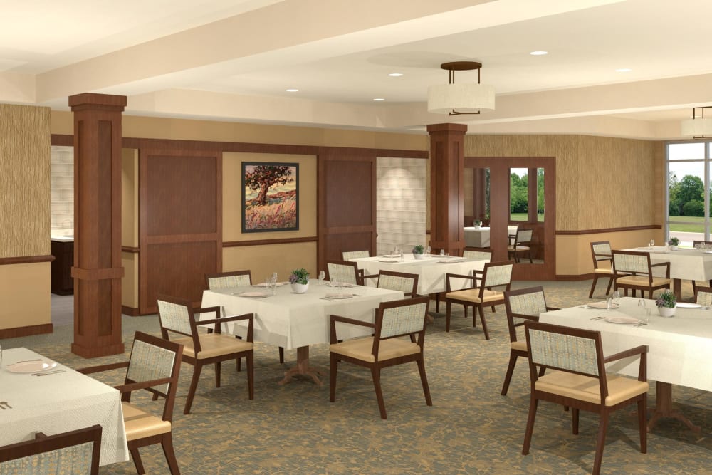 Resident dining room at Willows Landing in Monticello, Minnesota