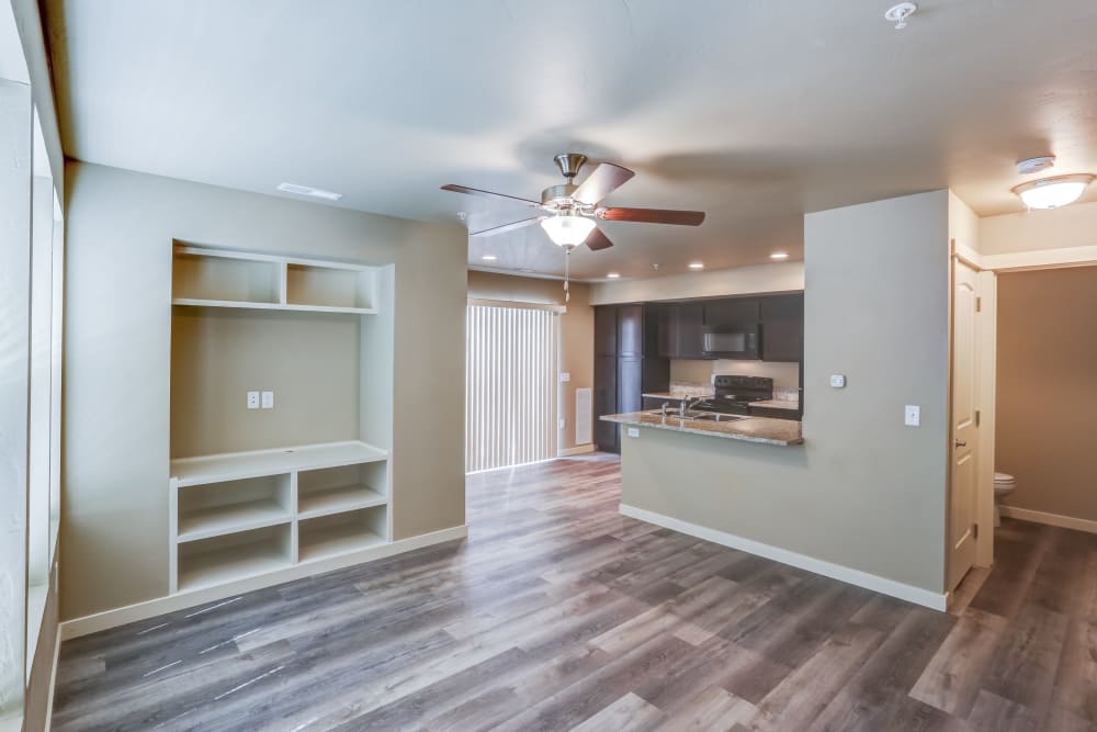 Built in bookshelves in a townhome at Cedar Park & Canyon Falls Townhomes in Twin Falls, Idaho