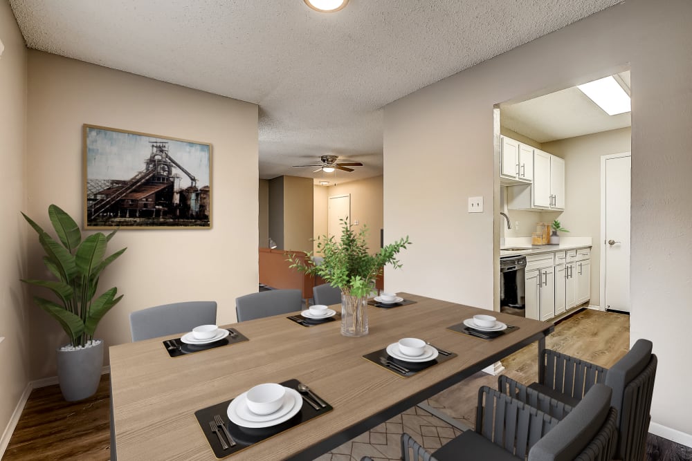 Clean dining area at Leander Apartment Homes in Benbrook, Texas