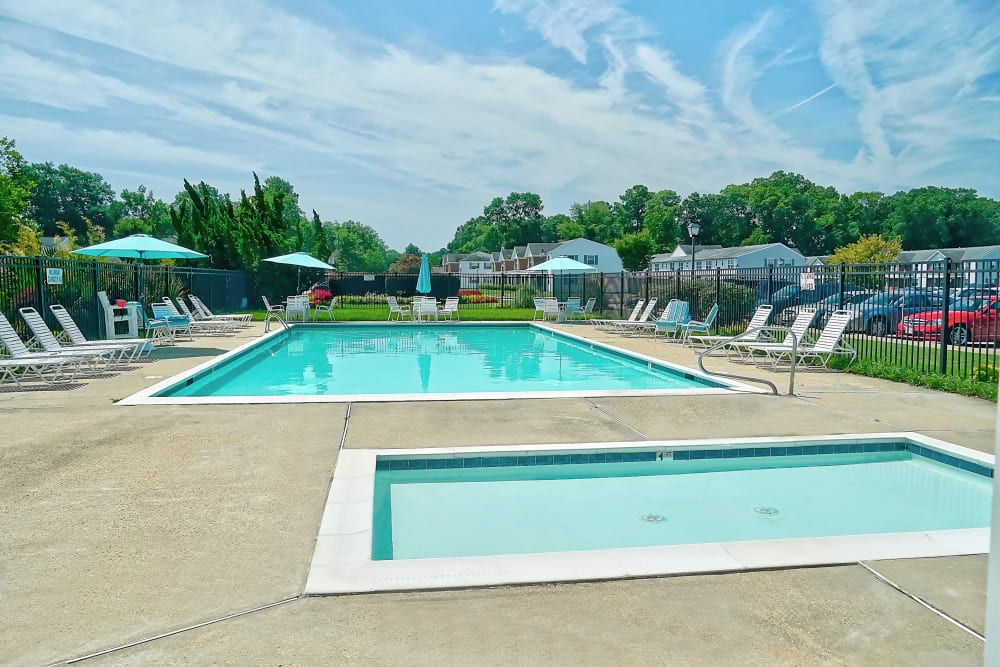 Community pool zone with adult and kids pool at Mariner's Watch in Norfolk, Virginia