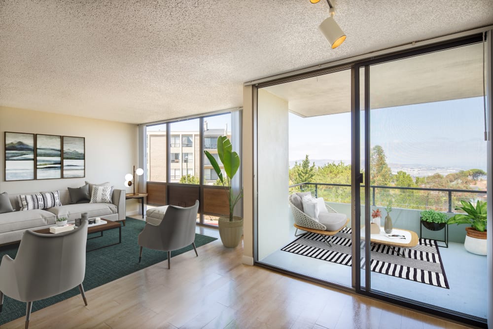 Open-concept floor plan of Skyline Terrace Apartments in Burlingame, California