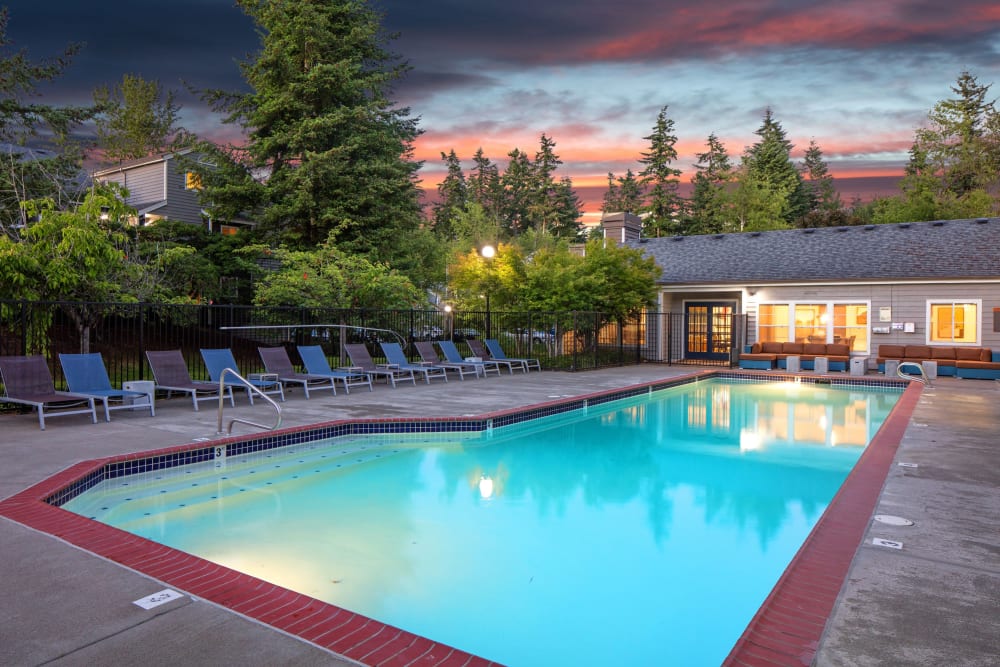 Resort-style swimming pool at The Carriages at Fairwood Downs in Renton, Washington