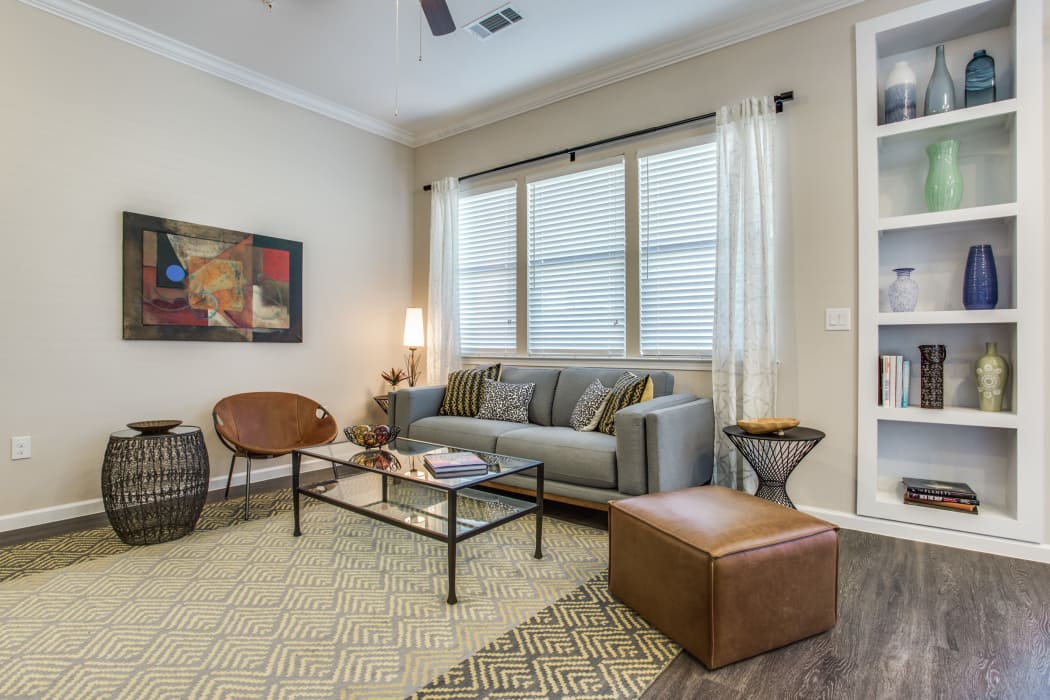 Spacious living room at Avilla Northside in McKinney, Texas
