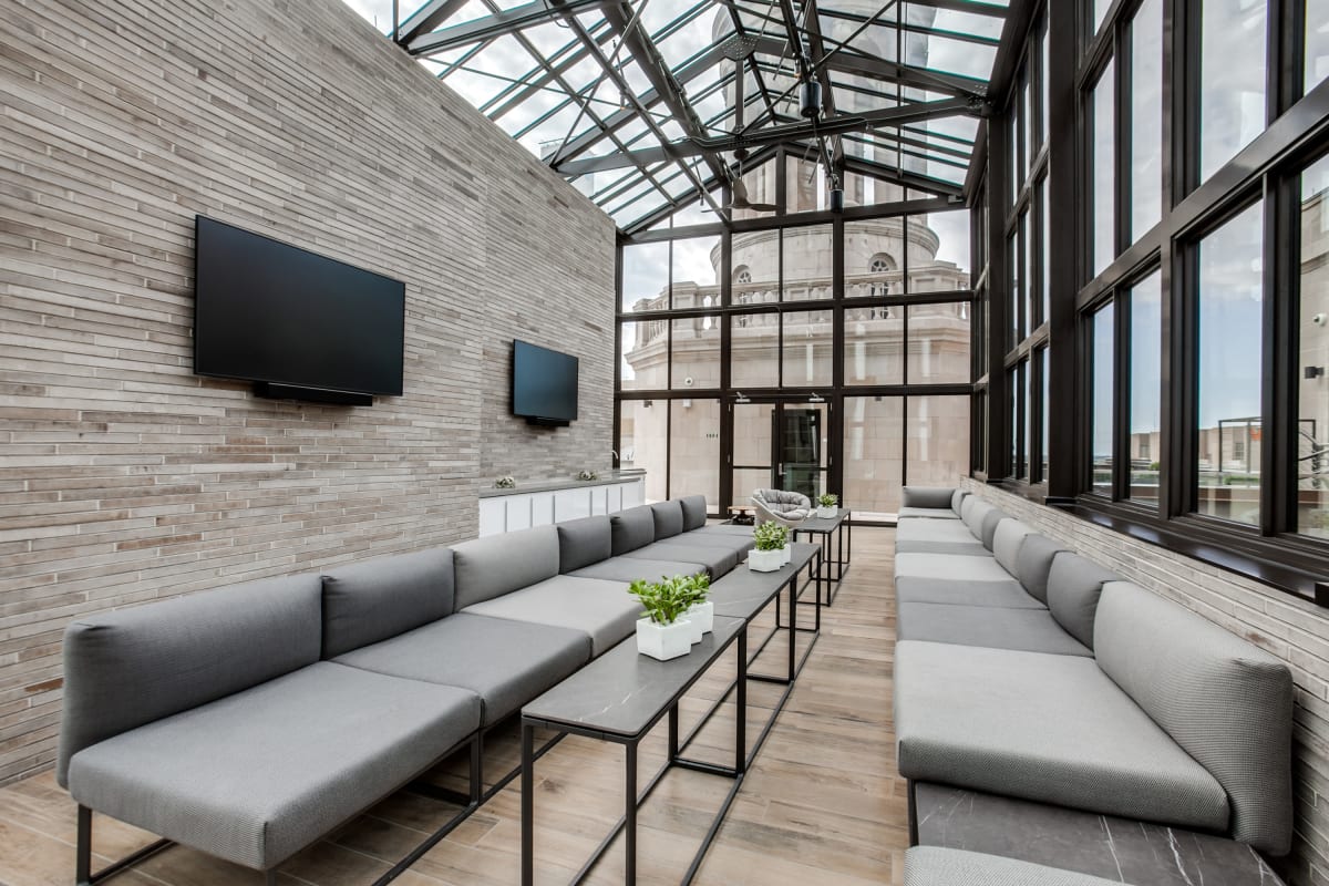 Seating in the solarium at The Drakestone in Dallas, Texas