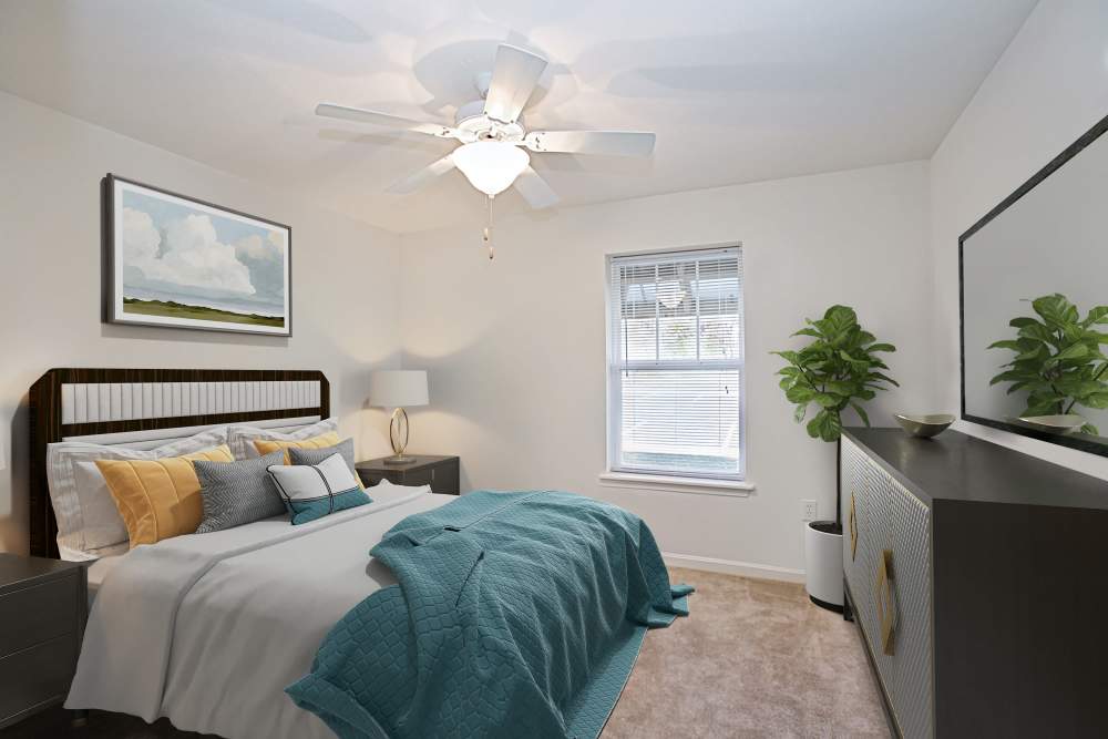 Bedroom with window at Overlook Terraces in Louisville. KY