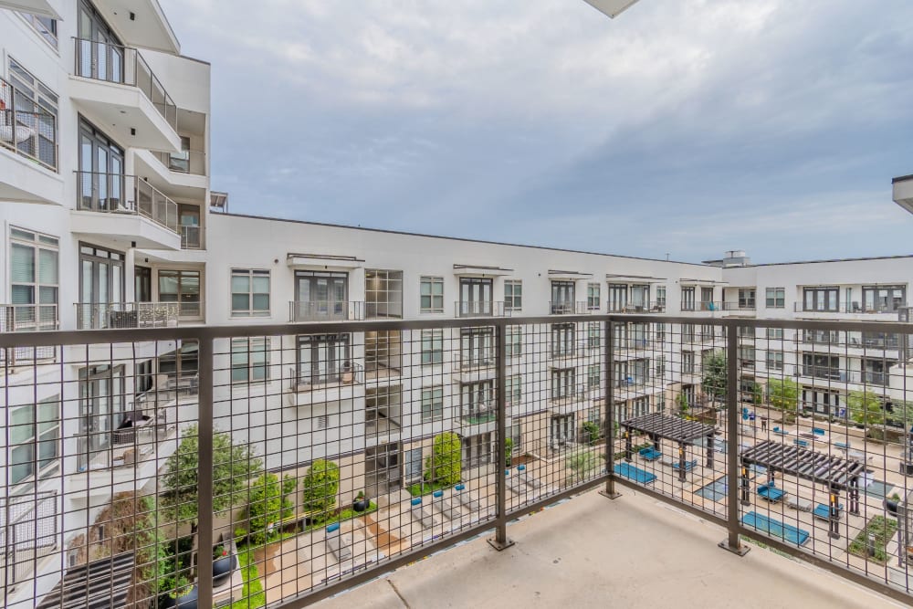 Balcony in unit at Anthem Cityline in Richardson, Texas