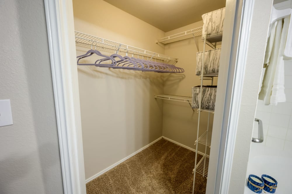 Model home's large walk-in closet at 23Hundred @ Ridgeview in Plano, Texas