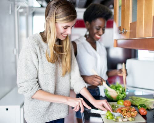 Residents cooking at home at The Alden in Charlotte, North Carolina